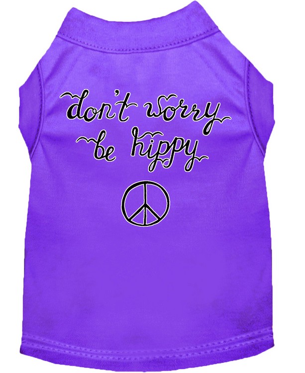 Be Hippy Screen Print Dog Shirt Purple XS